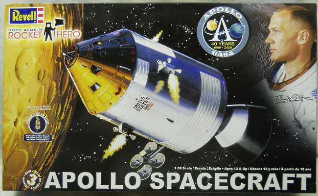 Revell 1/32 Apollo Spacecraft  - Buzz Aldrin Rocket Hero Issue - (ex- Monogram Apollo Spacecraft Command / Service Module with Clear Panels and Interior), 85-5086 plastic model kit